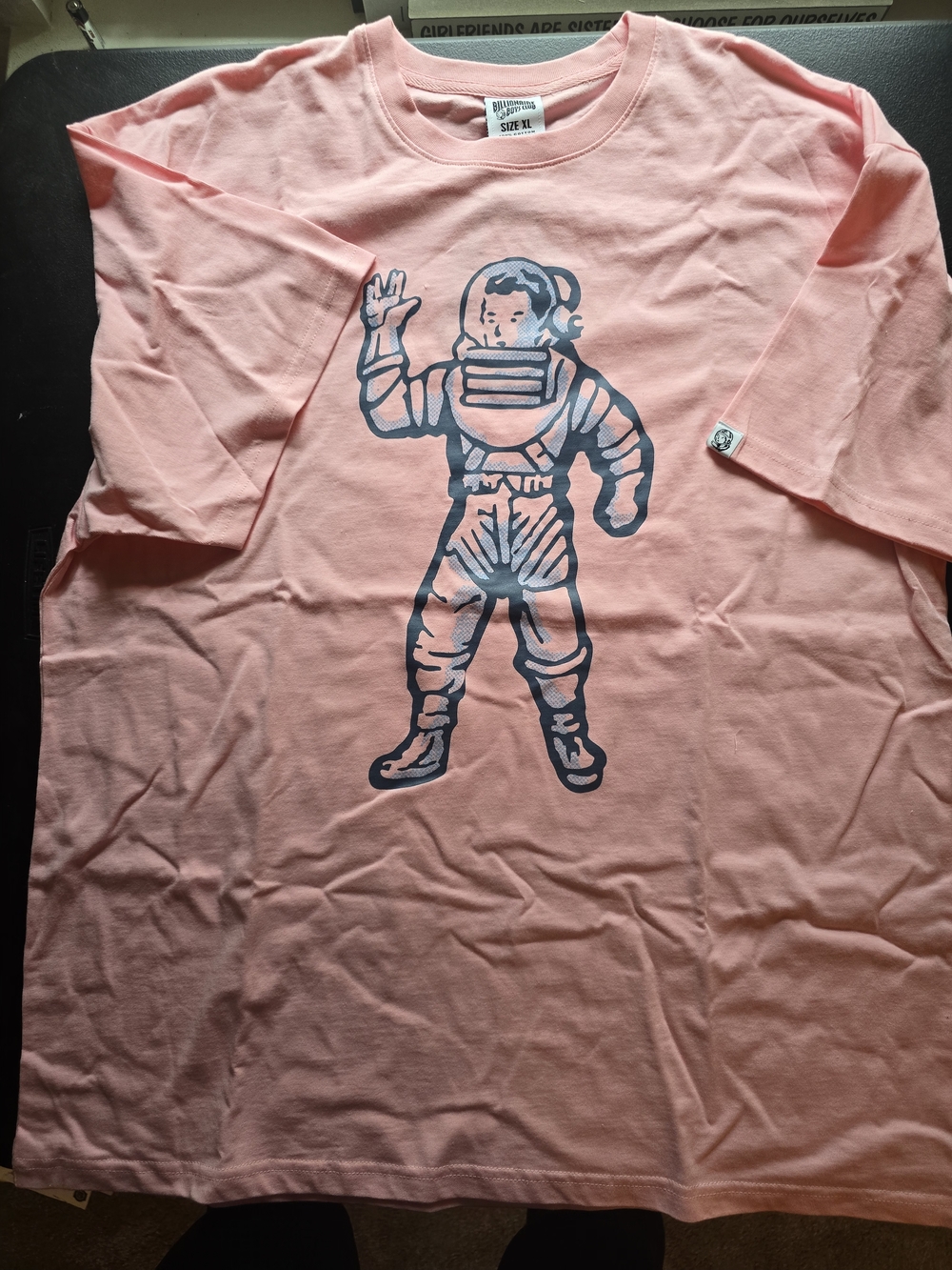 Billionaire Boys Club Pink Long Sleeve Tee with Navy Astronaut Graphic